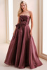 Front view of Montage M4207 raisin strapless mother of the bride gown