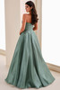 Back view of Montage M4207 eucalyptus liquid crystal organza gown