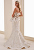 Back view of Montage M4208BRCD ivory and gold brocade mermaid gown