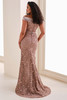 Back view of Montage M4213 taupe lace mother of the bride gown