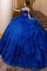 Vizcaya 4080000 royal blue two-piece quinceanera dress with detachable overskirt, front view