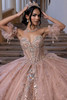 Rose gold sweetheart corset bodice with crystal choker and detachable sleeves