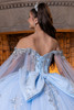 Light blue silver lace-up corset back with angel sleeves and detachable bow