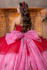 Red rose white oversized detachable double-loop bow, back detail
