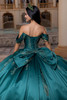 Emerald lace-up corset back with detachable lace bow, back view
