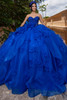 Vizcaya 4080012 regal royal cascading ruffle quinceanera ball gown, front view