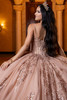 Blush lace-up corset back with detachable bow, back view