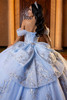 Light blue lace-up corset back with detachable bow, back view
