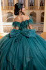 Jade oversized back bow with glitter tulle ball gown, back detail