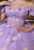 Purple nude sheer bodice with 3D butterflies and sweetheart neckline, close-up