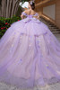 Purple nude glitter tulle ball gown with detachable back bow, back view
