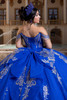 Regal royal silver detachable back bow with metallic lace appliqués, back view