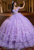 Vizcaya 4080024 lilac convertible quinceanera ball gown, front view