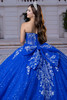 Royal blue lace-up corset back with detachable matching bow, back view