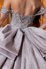 Latte silver lace-up corset back with detachable oversized bow, back detail