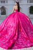 Fuchsia without detachable oversized bow and ball gown skirt, back view