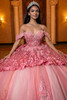 Coral nude crystal bodice with sweetheart neckline and detachable lace peplum, front detail