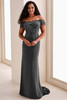 Front view of Cameron Blake CB102 smoke crepe mother dress