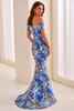 Back view of Cameron Blake CB441 lapis jacquard mother dress