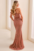Back view of Cameron Blake CB446 rosewood embroidered tulle mother dress