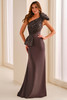 Front view of Cameron Blake CB784 charcoal sequin mother dress