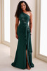 Front view of Cameron Blake CB822 spruce crepe mother dress