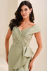 Close-up of Cameron Blake CB823 lace appliqué bodice and V-neckline
