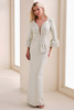Front view of Cameron Blake CB827 mint brocade mother dress