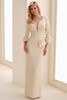 Front view of Cameron Blake CB827 honeysuckle brocade mother dress