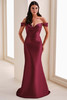 Front view of Cameron Blake CB828 burgundy Mikado mother dress