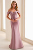 Front view of Cameron Blake CB828 rosewood Mikado mother dress