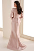 Back view of Cameron Blake CB830 champagne fit-and-flare gown