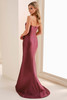 Back view of Cameron Blake CB831 raisin fitted gown