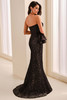 Back view of black Ivonne D ID2201 embroidered mermaid gown