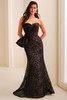 Front view of black Ivonne D ID2201 Mikado mermaid mother dress