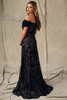 Back view of black taupe Ivonne D ID2205 lace gown
