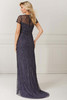 Back view of Christina Wu Elegance 17045 gunmetal mother dress with illusion back