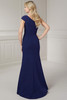 Back view of navy Christina Wu Elegance 17136 one-shoulder mother dress