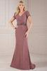 Front view of marsala Christina Wu Elegance 17145 crepe mother dress