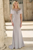 Front view of bridal silver Christina Wu Elegance 17167 fitted mother dress