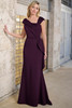 Front view of eggplant Christina Wu Elegance 17180 scuba mother dress