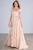 Front view of pink and gold Christina Wu Elegance 17191 brocade mother dress