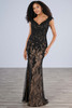 Front view of Christina Wu Elegance 17203 black lace mother of the bride dress