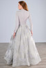 Back view of Christina Wu Elegance 17205 grey gown with long sleeves