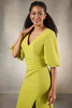 Close-up front view of Christina Wu Elegance 17212 chartreuse draped bodice