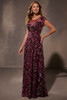 Front view of Christina Wu Elegance 17220 magenta multi floral embellished gown