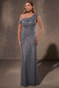 Front view of Christina Wu Elegance 17221 light slate sequin mother of the bride dress