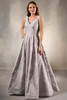 Front view of Christina Wu Elegance 17222 platinum A-line organza gown