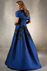 Back view of Christina Wu Elegance 17223 royal and black A-line gown