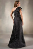 Back view of Christina Wu Elegance 17226 black one-shoulder gown